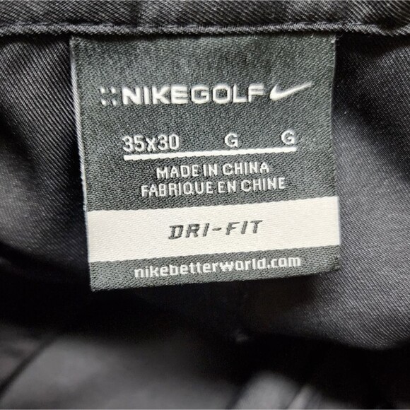 Nike Golf Pants Men 35x30 Black Flat Straight Dr- Fit Zip Stretch Performance - Picture 9 of 11